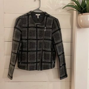 Joie Etesse Wool Plaid Moto Jacket, Size XS
